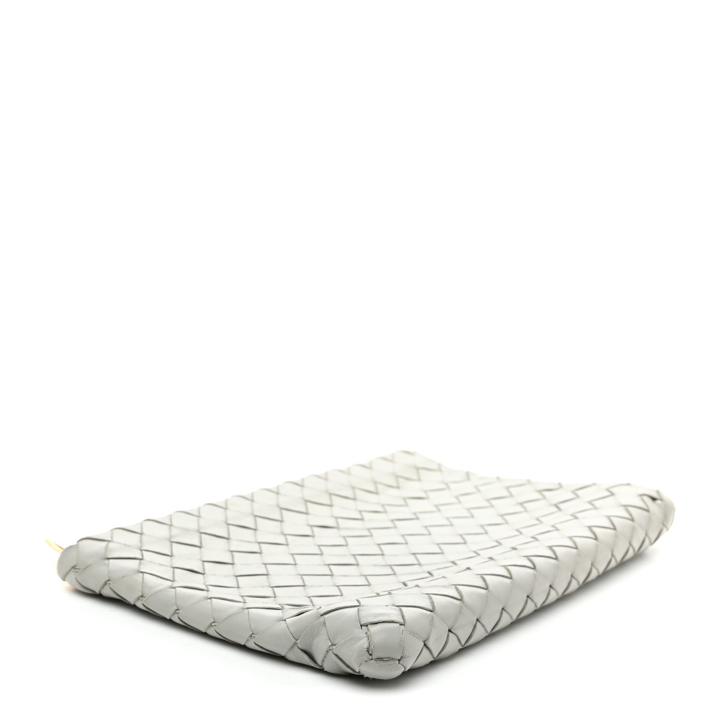 Nappa Intrecciato Large Flat Zip Pouch Agate Grey