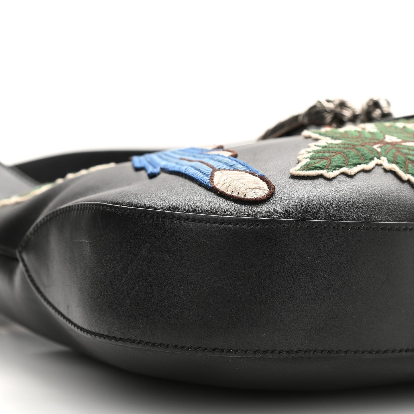Calfskin Web Garden Collection Embroidered Medium Dionysus Hobo Black