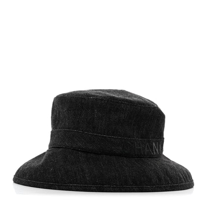 Chanel Denim Logo Bucket Hat S Black 1 of 8
