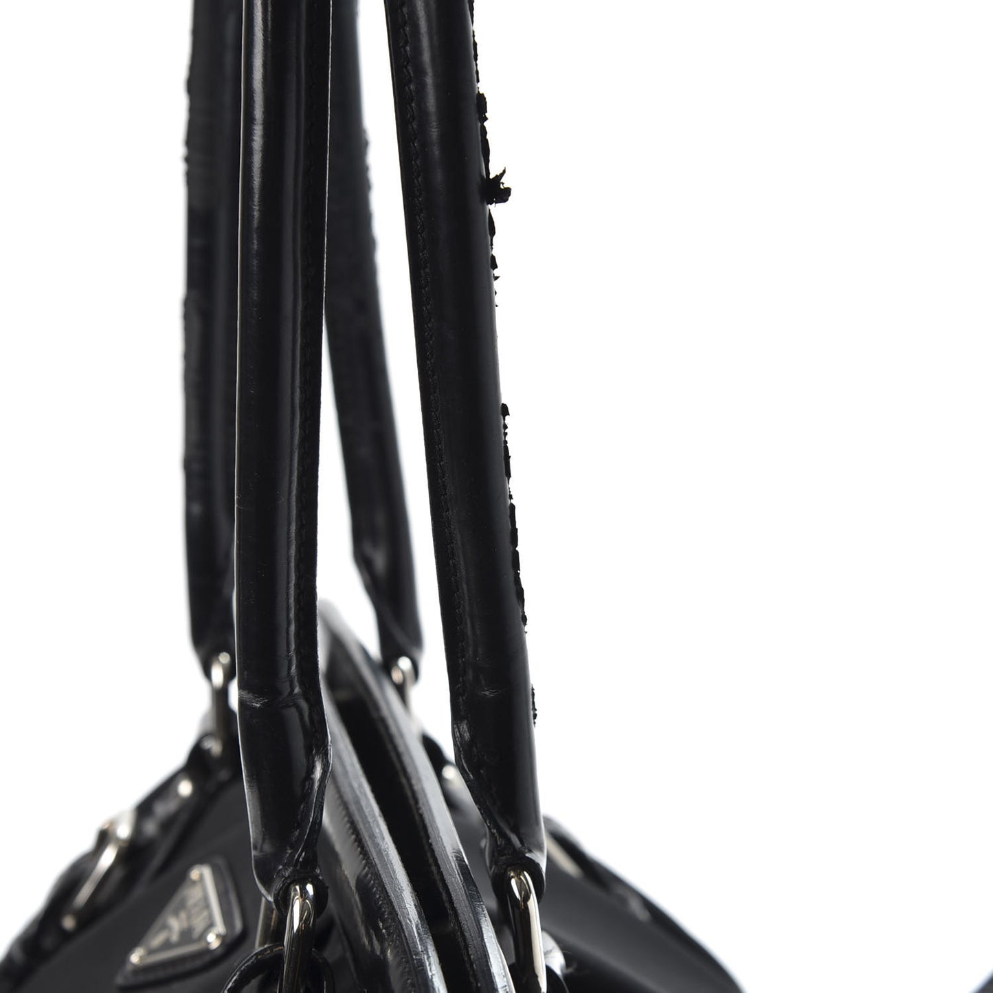Tessuto Nylon Calfskin Frame Satchel Black