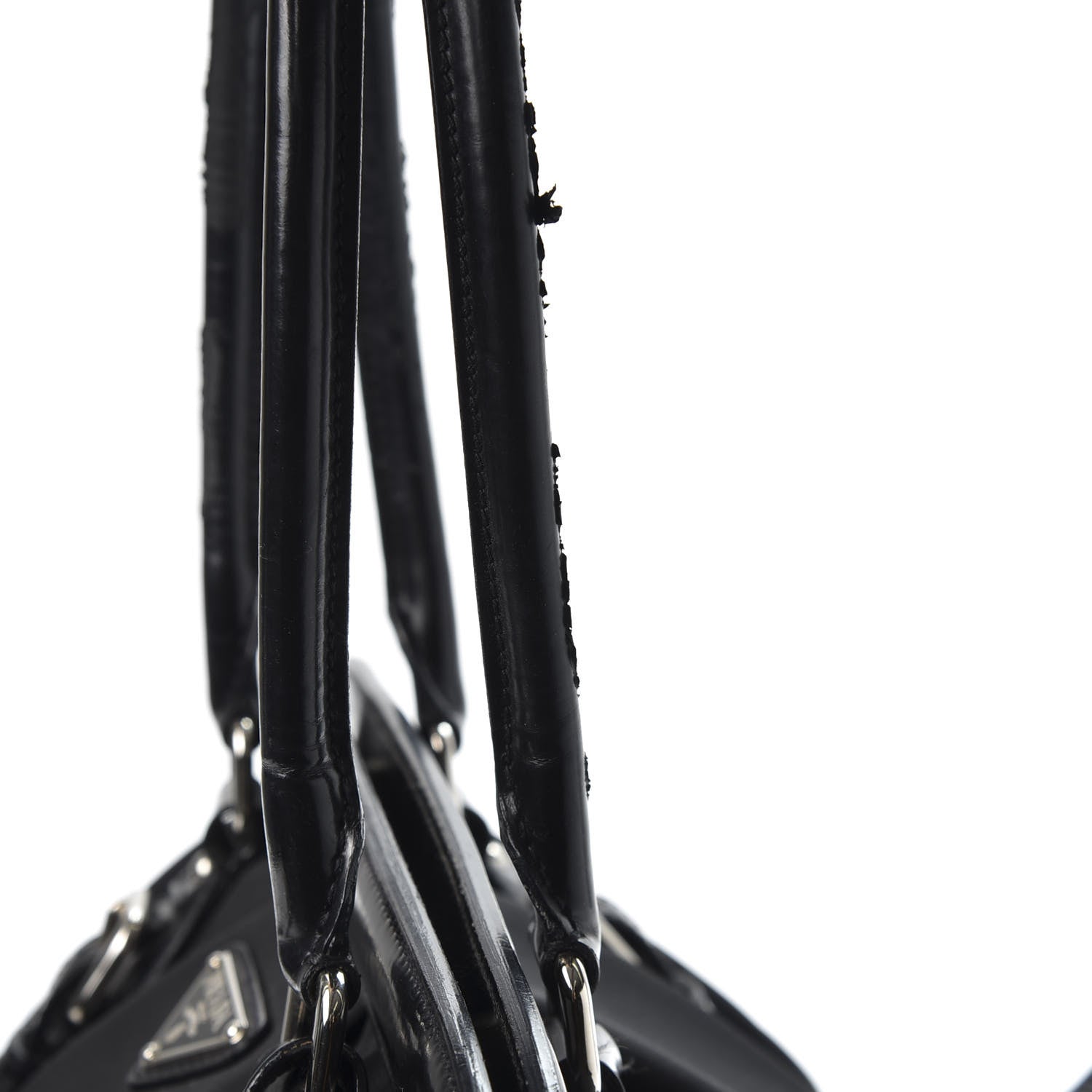 Prada Tessuto Nylon Calfskin Frame Satchel Black 10 of 15