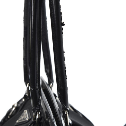 Prada Tessuto Nylon Calfskin Frame Satchel Black 10 of 15