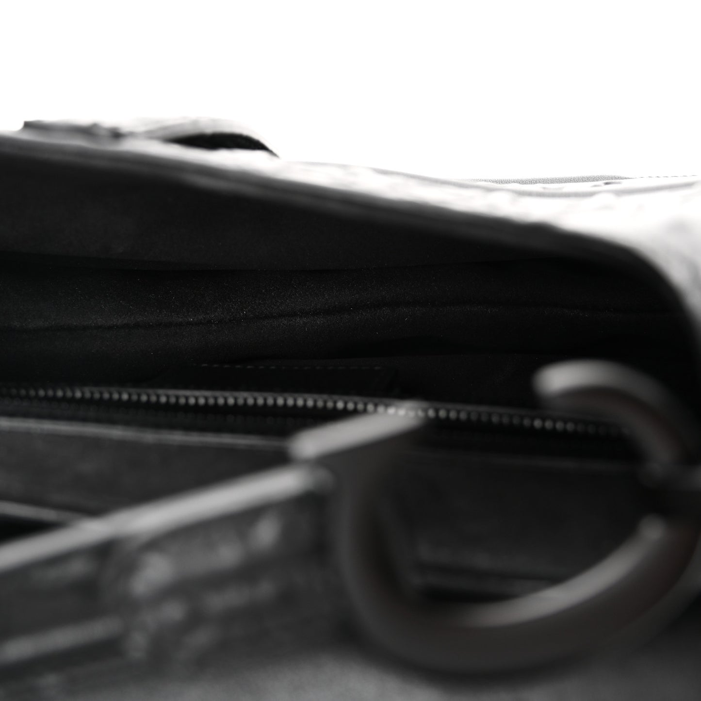 Calfskin Embossed Oblique Saddle Bag Black