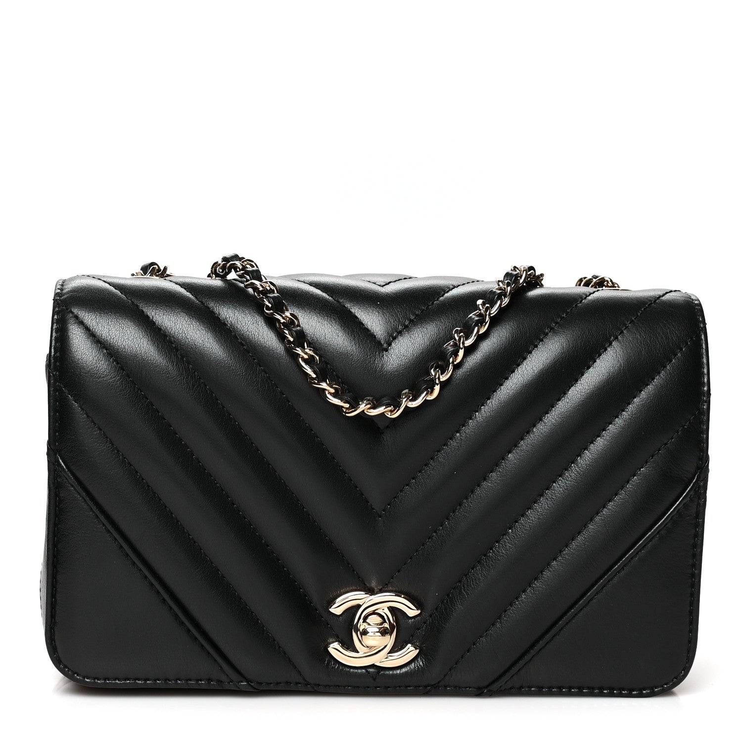 Chanel Calfskin Chevron Quilted Mini Statement Flap Black 1 of 10
