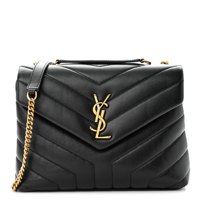 Saint Laurent Calfskin Y Quilted Monogram Small Loulou Chain Satchel Black 1 of 9