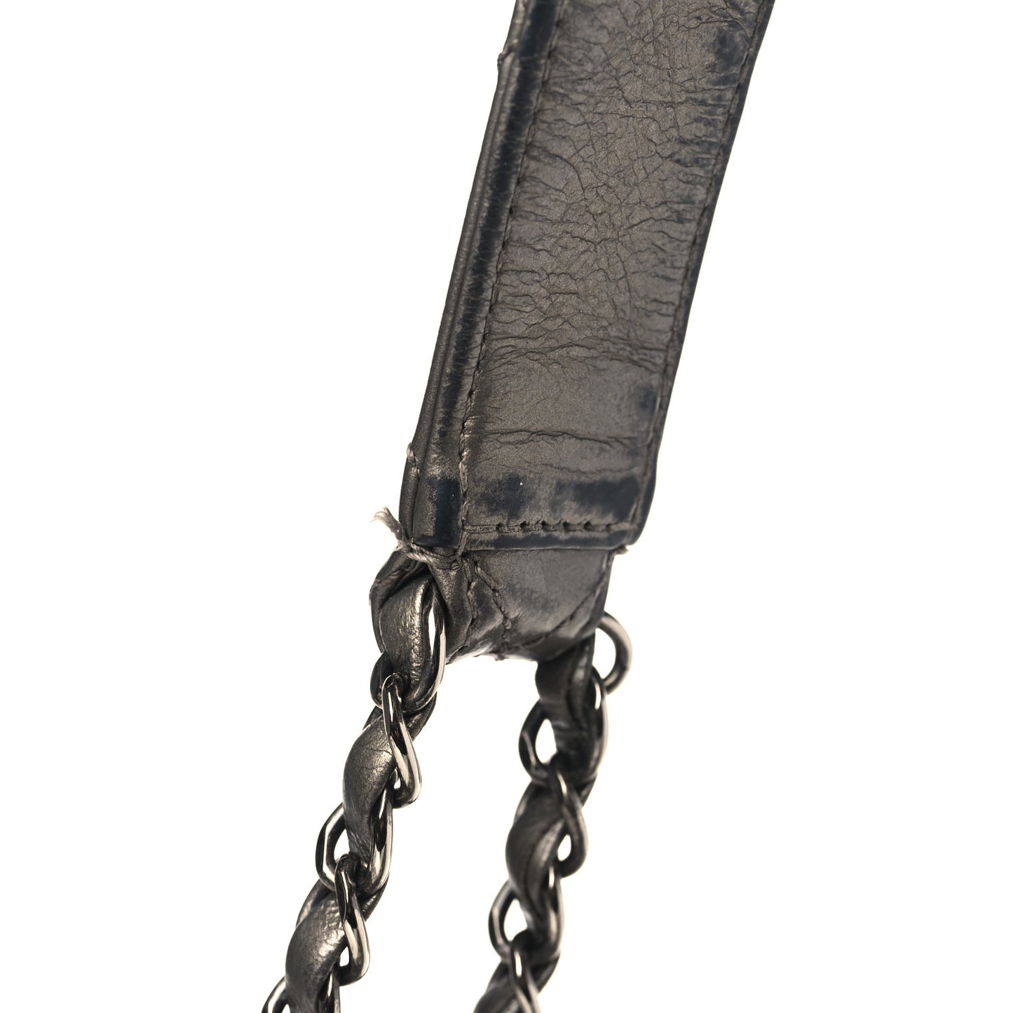 Metallic Calfskin Quilted Medium Chain Me Hobo Dark Silver