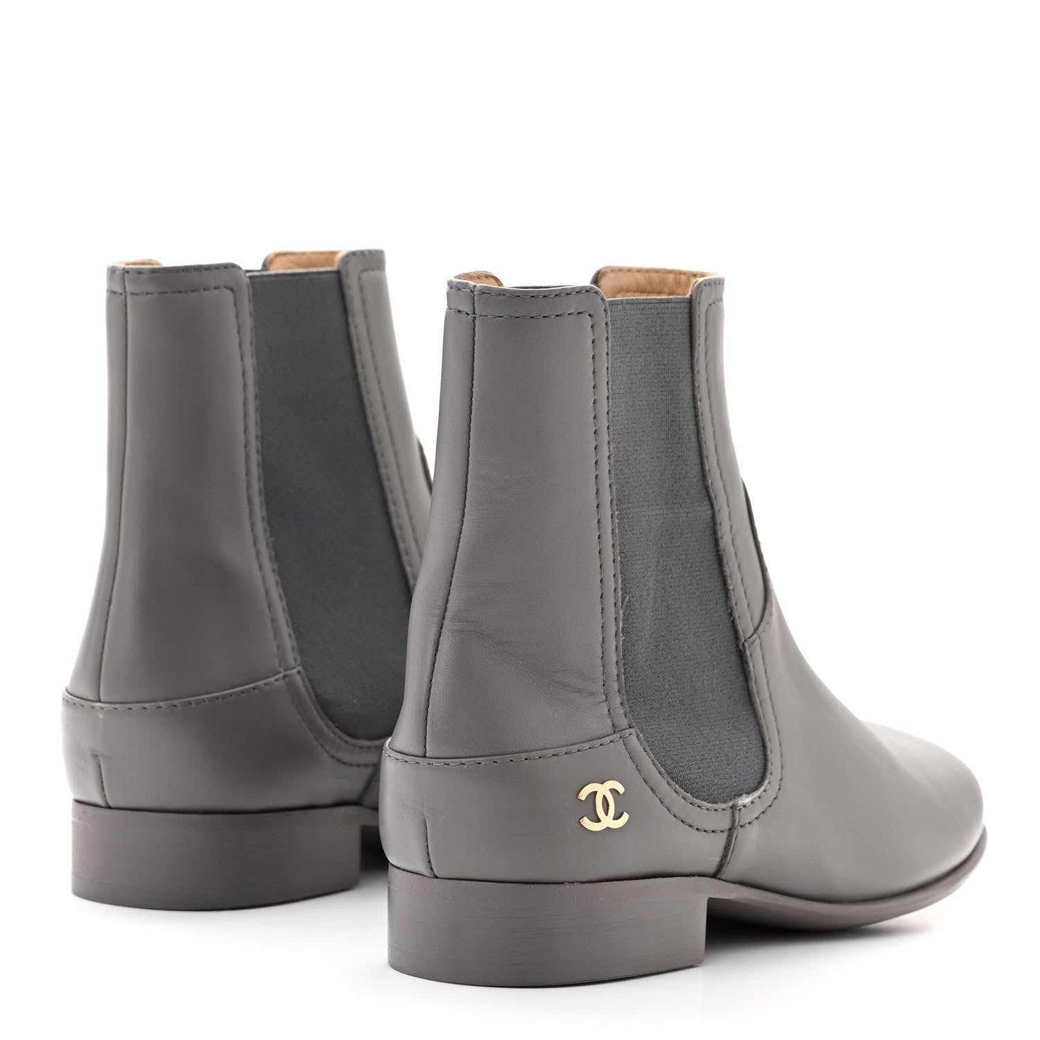 Chanel Calfskin Elastic Short Boots 36.5 Grey 4 of 10