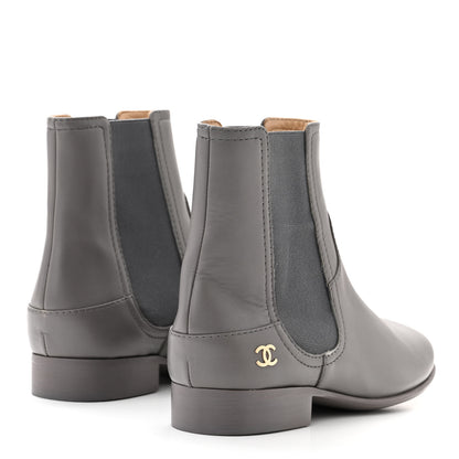 Chanel Calfskin Elastic Short Boots 36.5 Grey 4 of 10