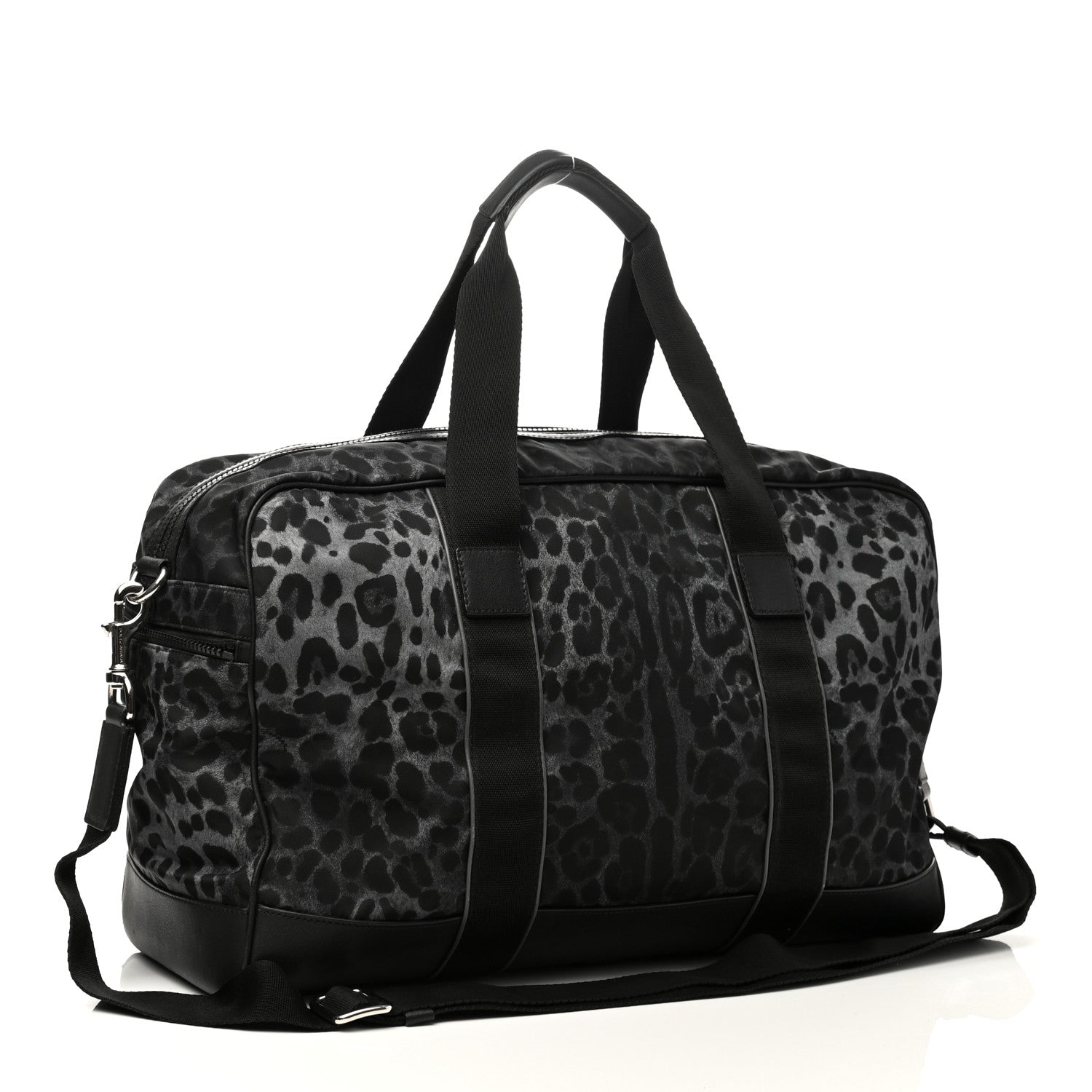 Dolce & Gabbana Nylon Leopard Print Duffle Bag Grey Black 2 of 11