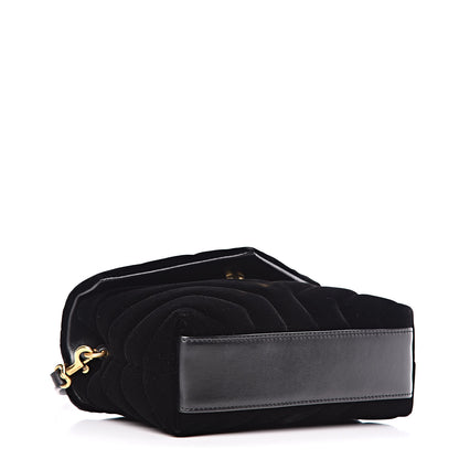 Saint Laurent Velvet Y Quilted Monogram Toy Loulou Chain Satchel French Black 4 of 13