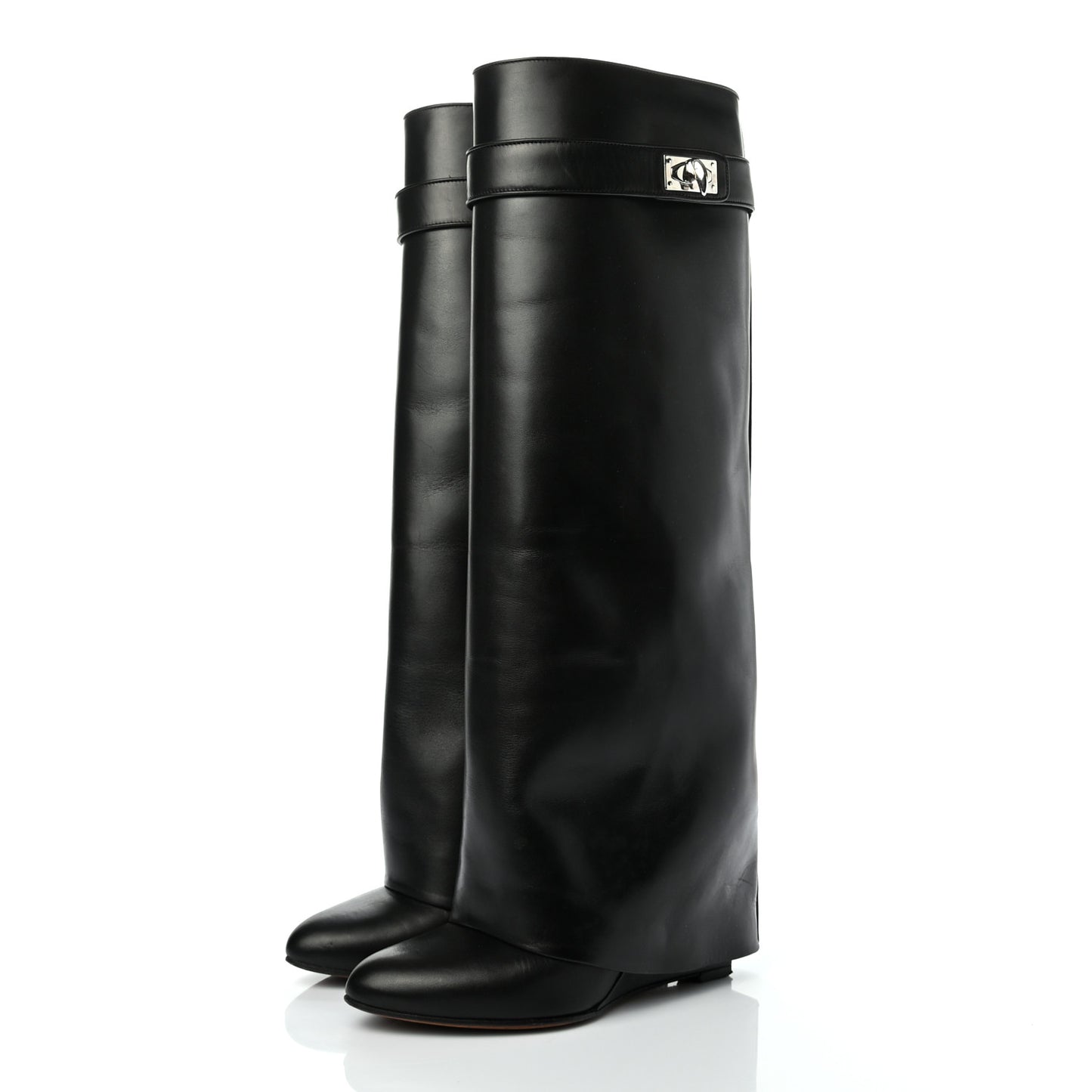 Calfskin Newton Over The Knee Boots 36.5 Black