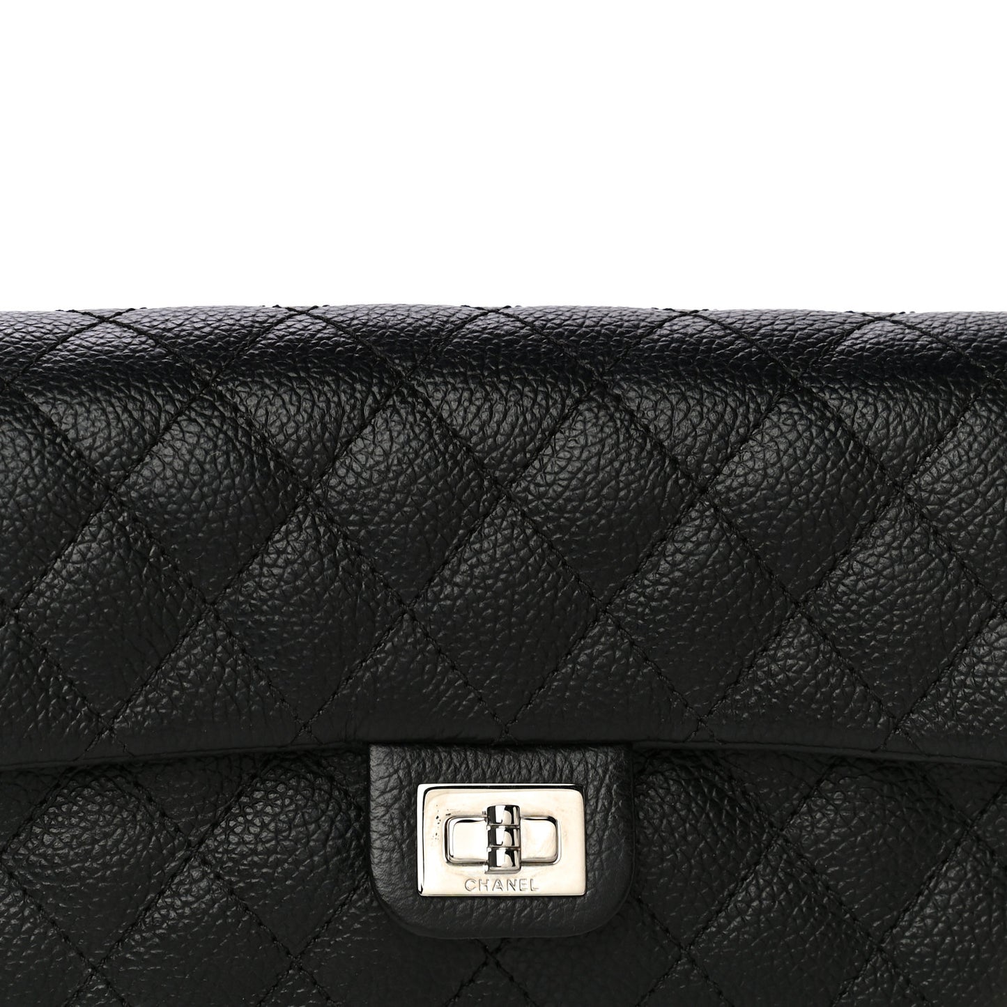 Grained Calfskin Quilted 2.55 Reissue Flap Belt Bag Clutch Black