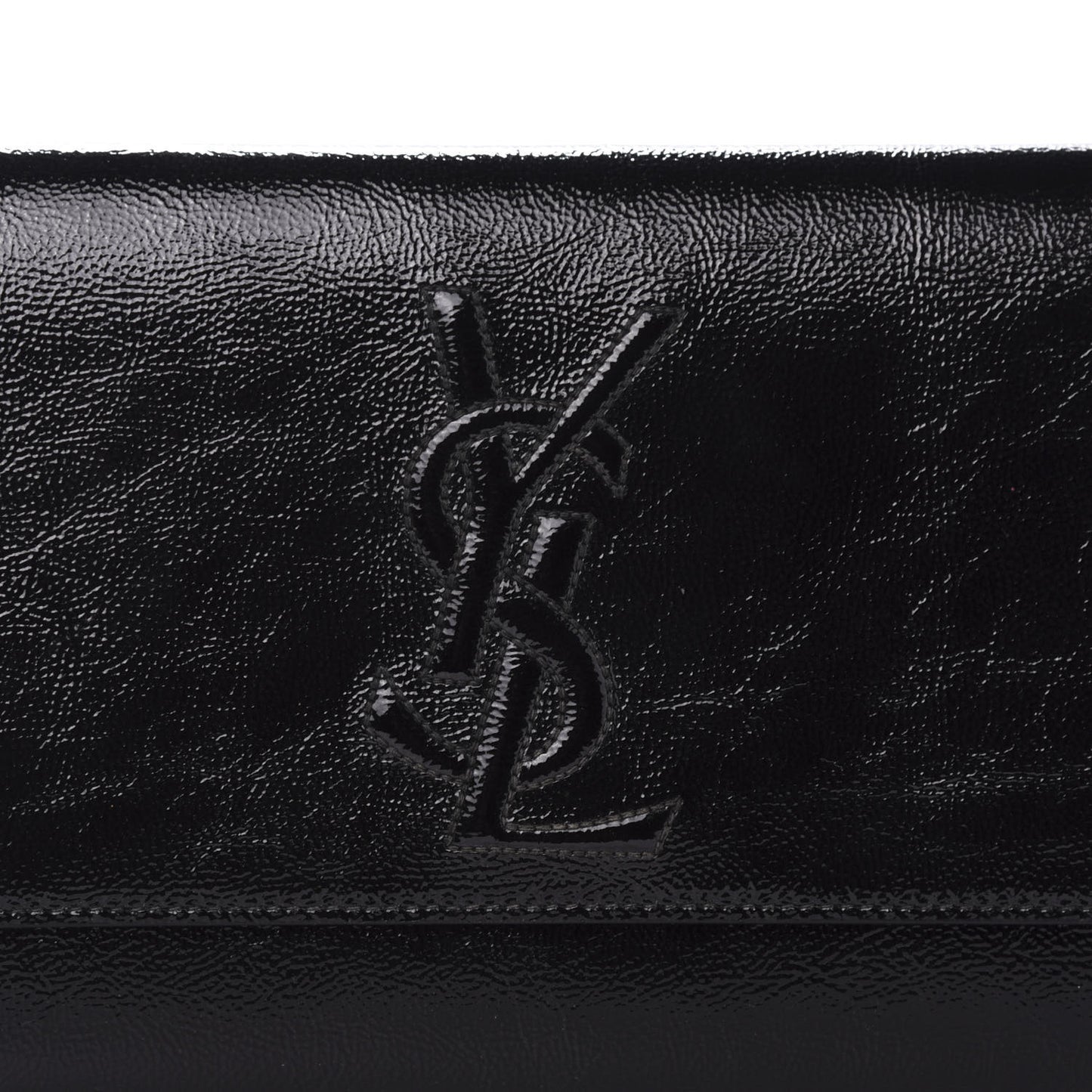 Textured Patent Monogram Large Belle De Jour Clutch Black