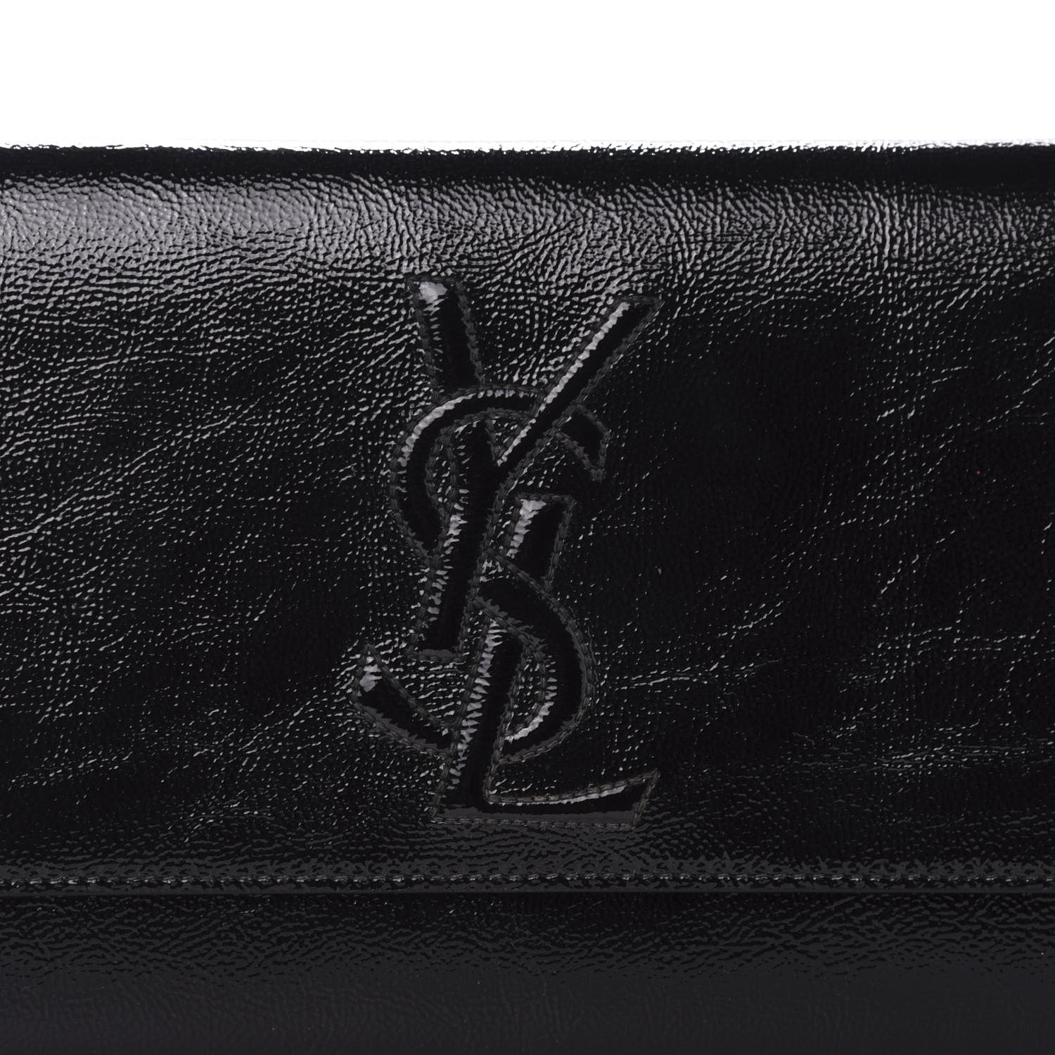 Saint Laurent Textured Patent Monogram Large Belle De Jour Clutch Black 9 of 9