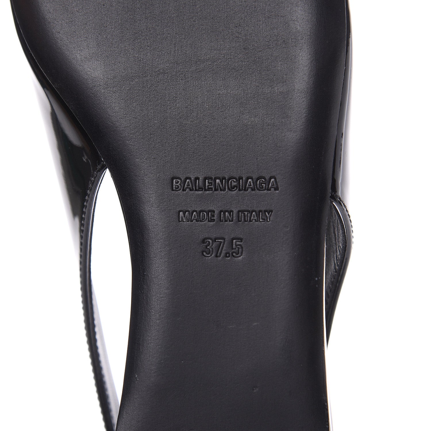 Balenciaga Patent BB Knife Pointy Toe Slingback Flats 37.5 Black 7 of 10
