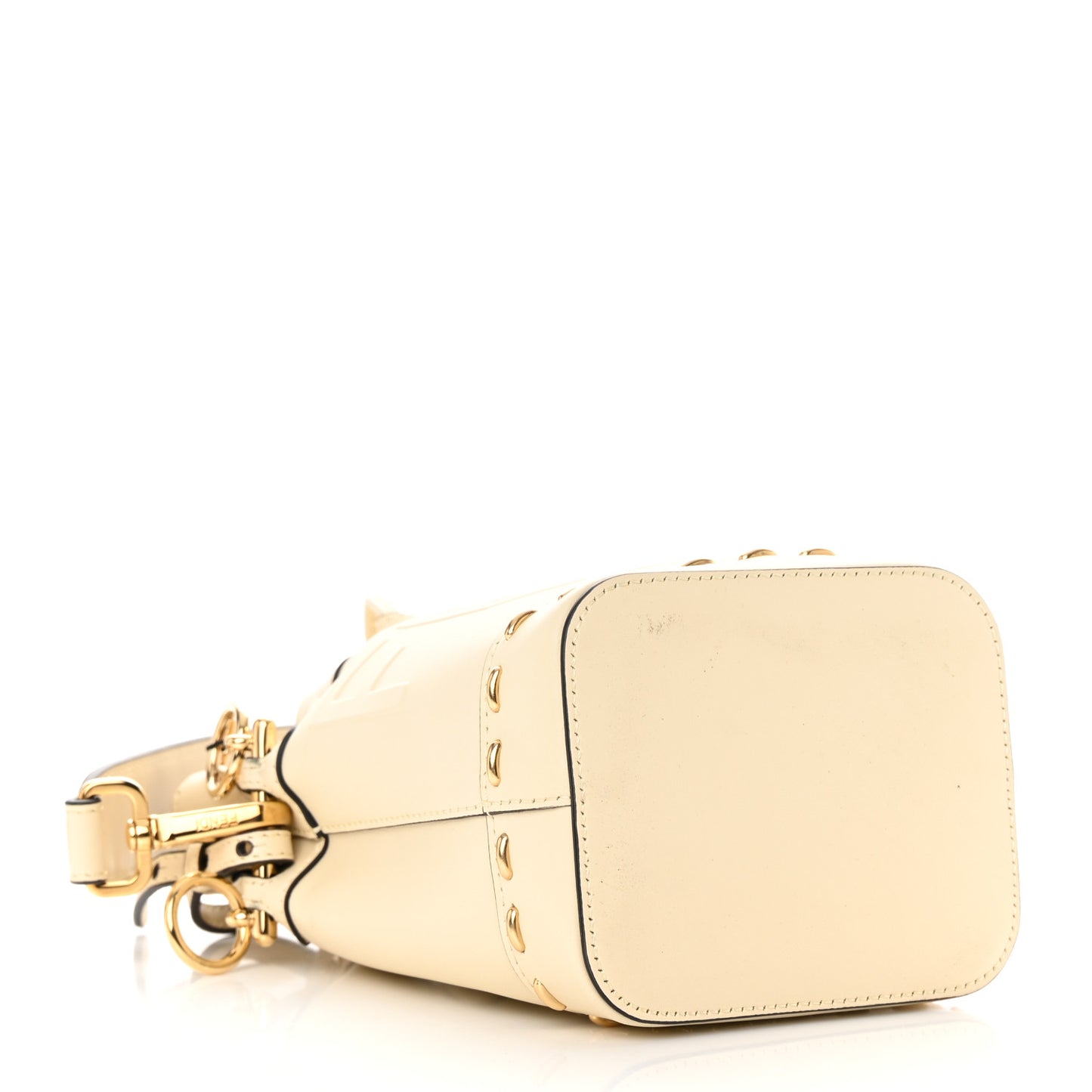 Vitello King F is Fendi Logo Debossed Metal Stitch Mini Mon Tresor Bucket Bag Pergamena