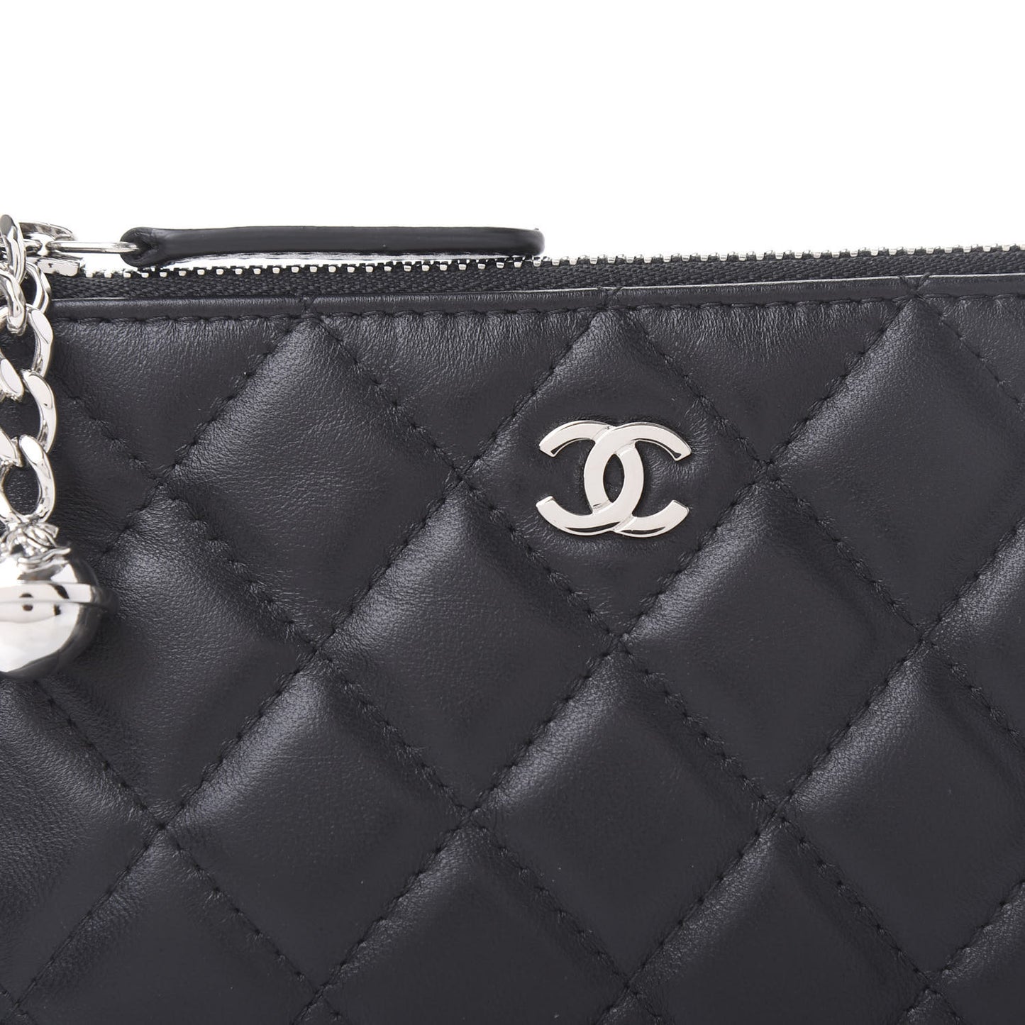 Lambskin Quilted Small Cosmo Cosmetic Case Black