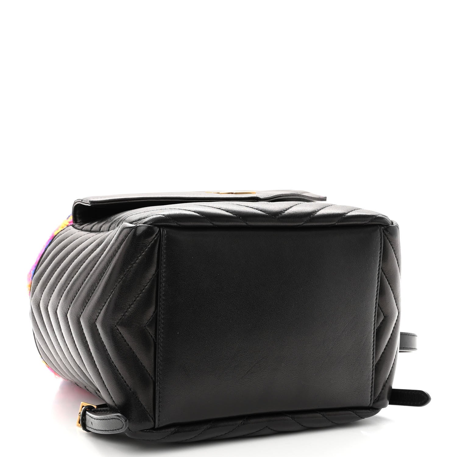 Saint Laurent Tweed Lambskin Matelasse Monogram Joe Backpack Black Rosso Multicolor 4 of 8