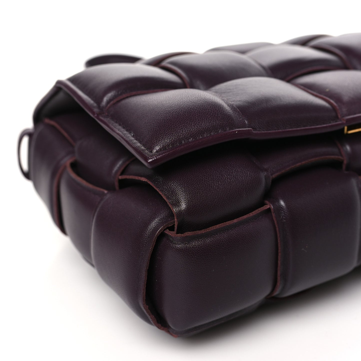Nappa Maxi Intreccio Padded Cassette Crossbody Bag Plum