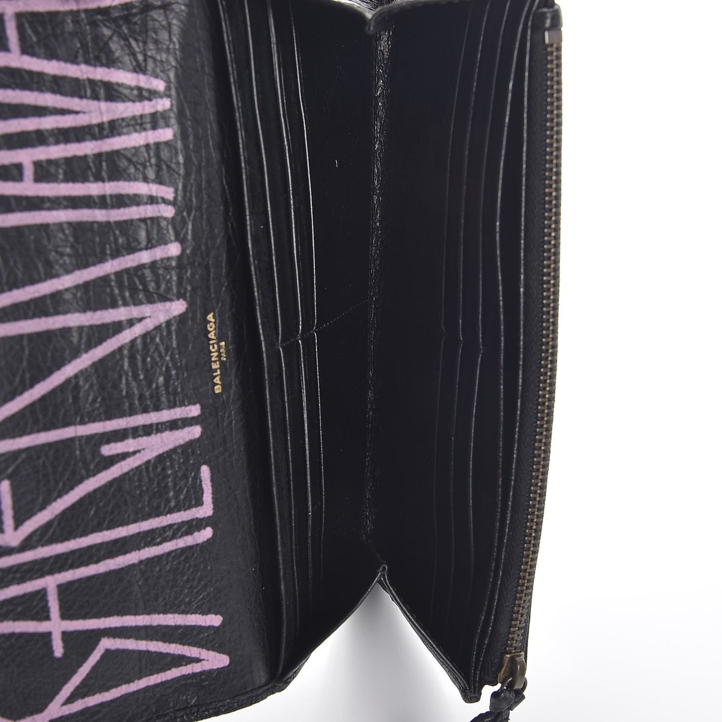 Agneau Classic Hardware Graffiti Money Wallet Black Multicolor