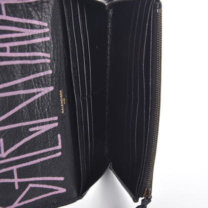 Balenciaga Agneau Classic Hardware Graffiti Money Wallet Black Multicolor 5 of 7