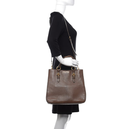 Miu Miu Goatskin Madras Top Handle Tote Argilla 2 of 11