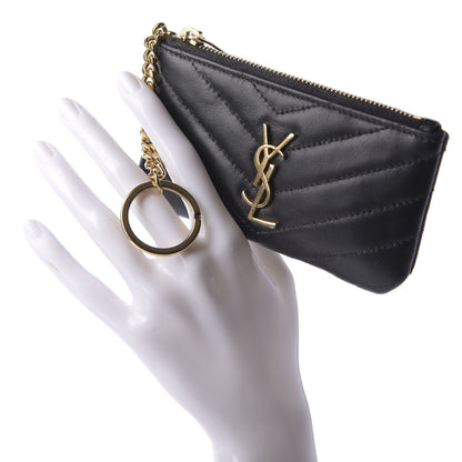 Saint Laurent Calfskin Matelasse Monogram Key Pouch Black 2 of 7