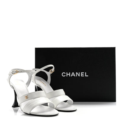 Chanel Calfskin Crocodile Embossed Sandals 37.5 White 13 of 13