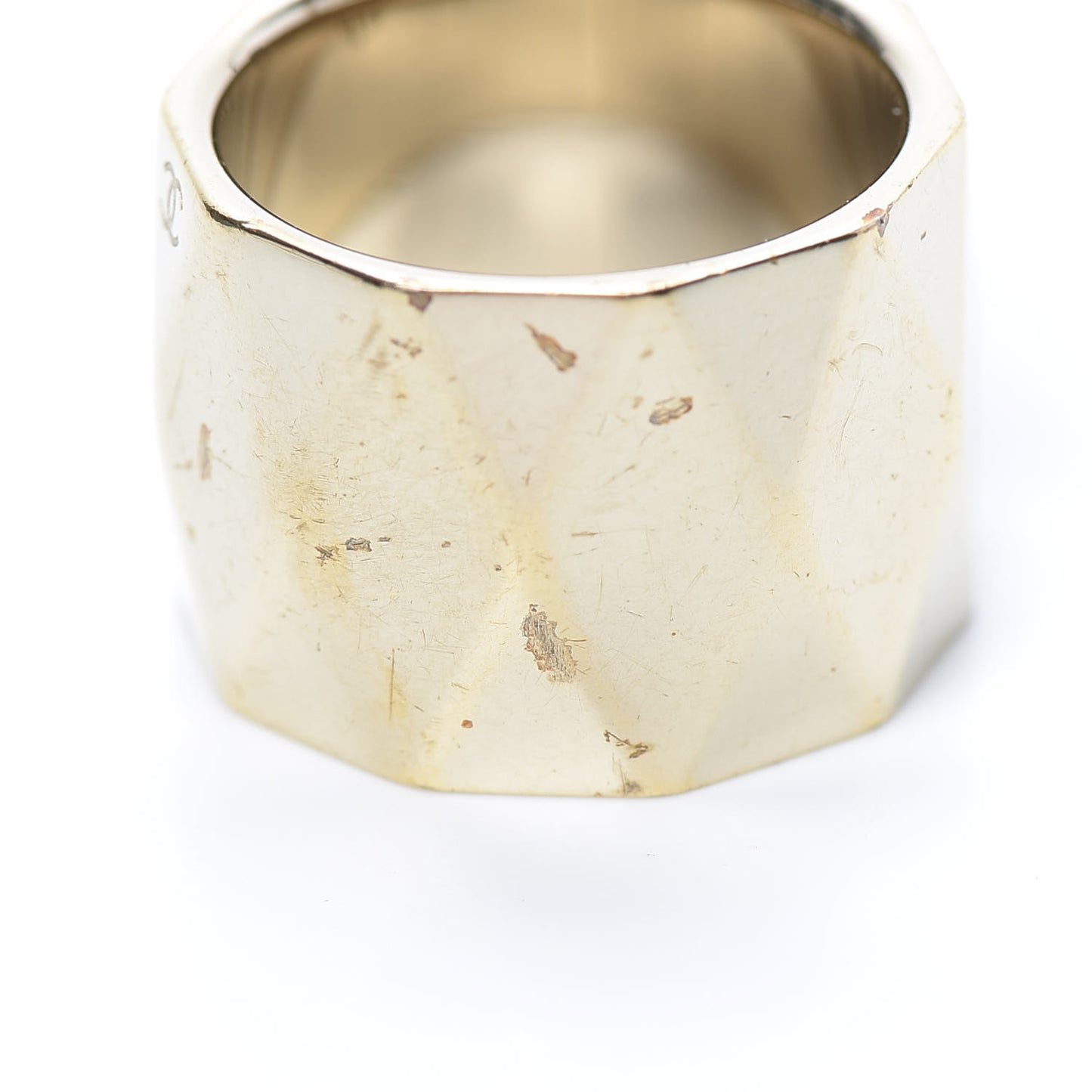 Quilted Metal CC Ring 6.75 Gold