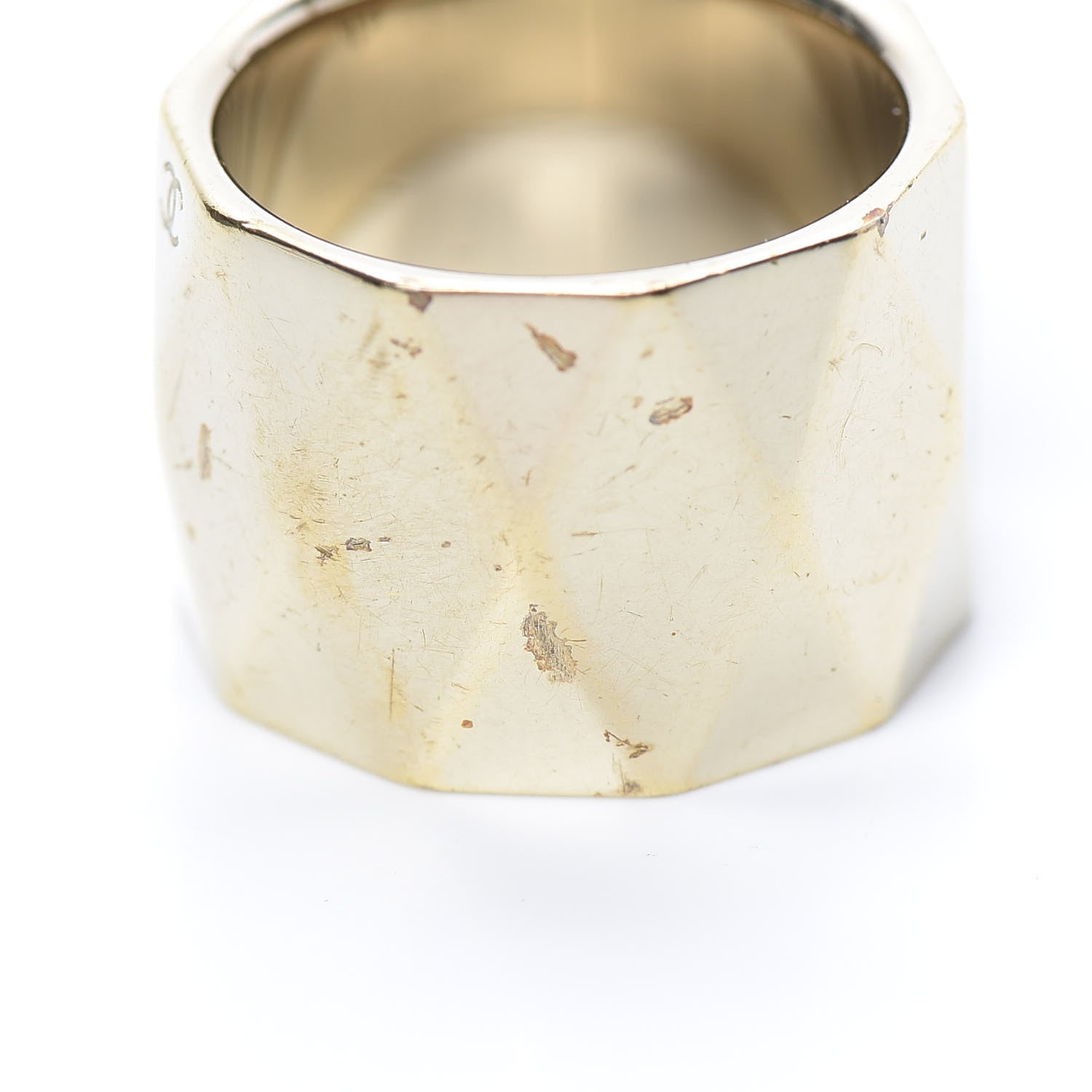 Chanel Quilted Metal CC Ring 6.75 Gold 6 of 7