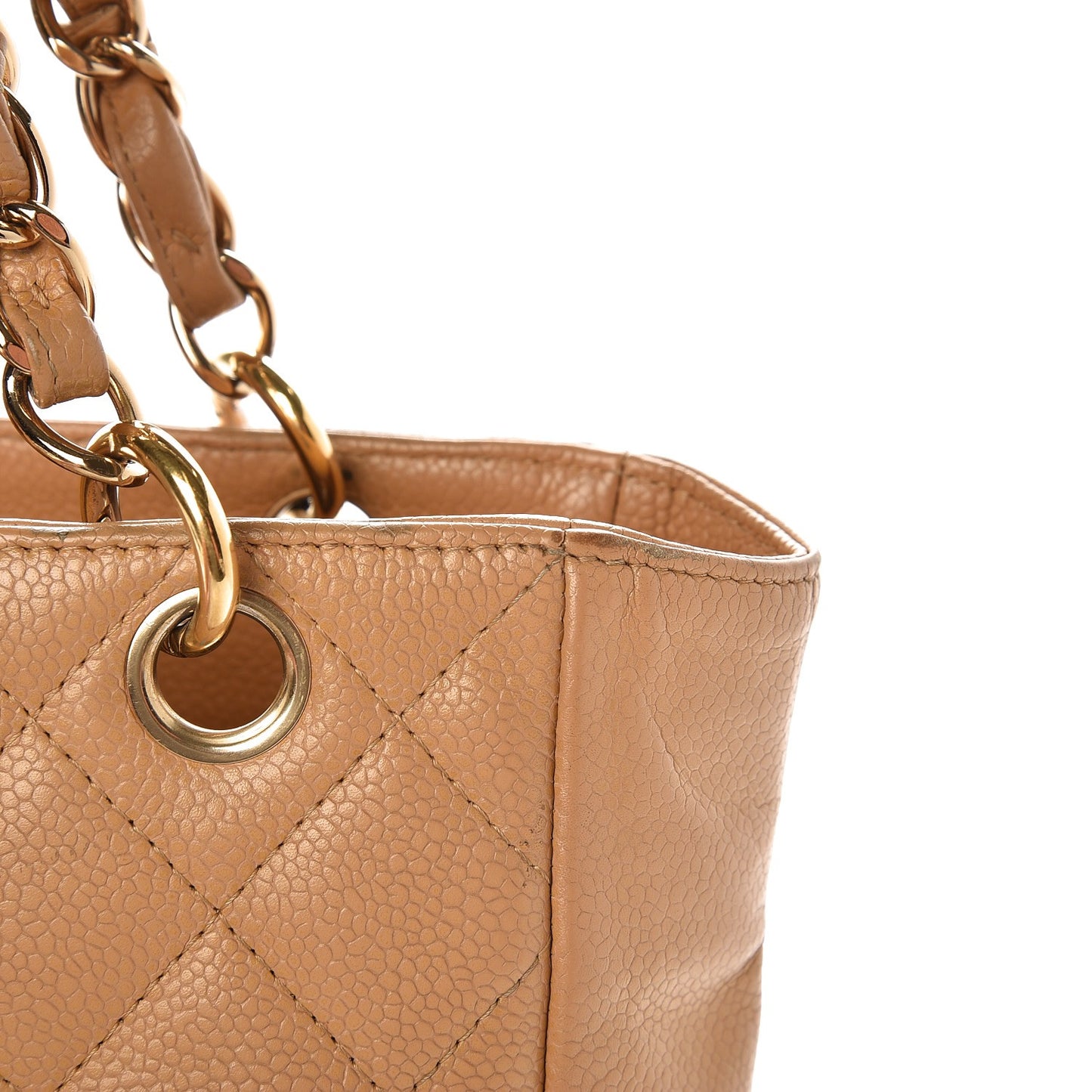 Caviar Quilted Petit Shopping Tote PST Beige