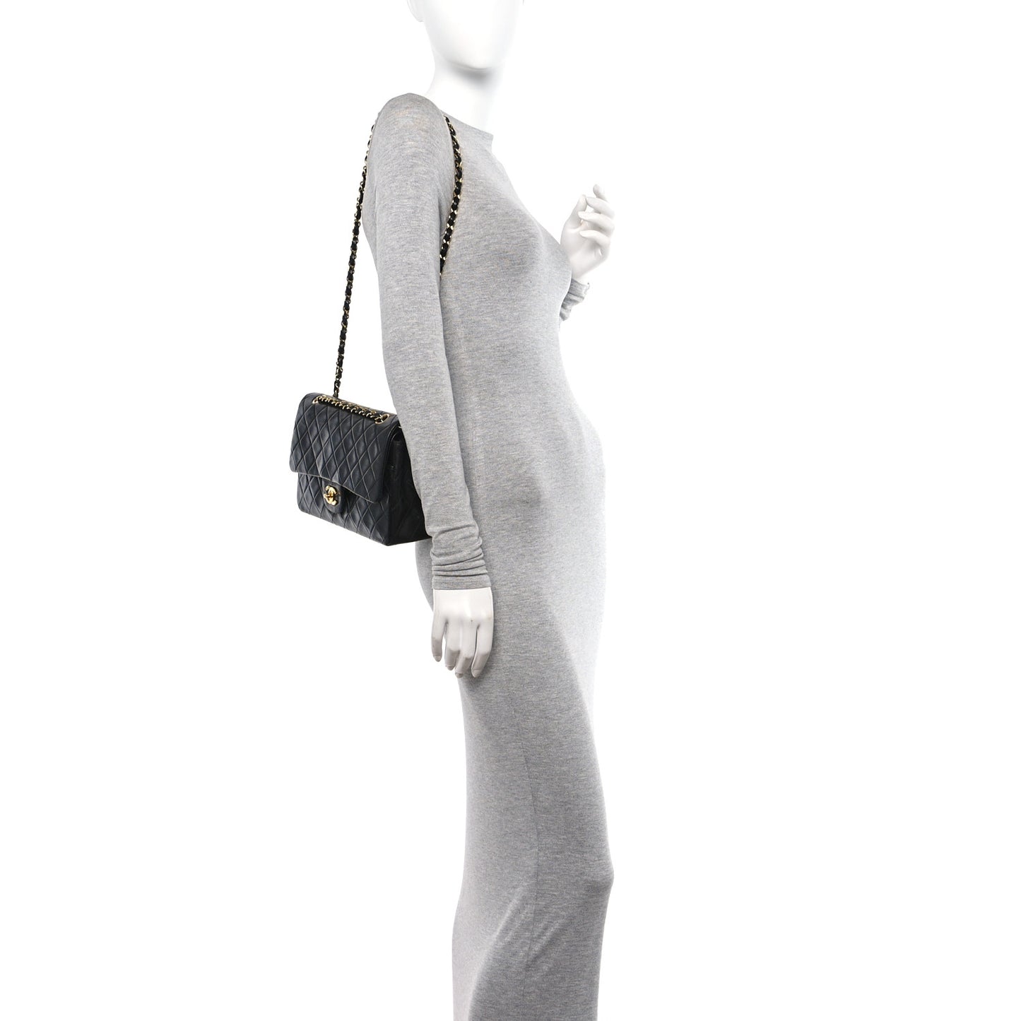 Lambskin Quilted Medium Double Flap Black