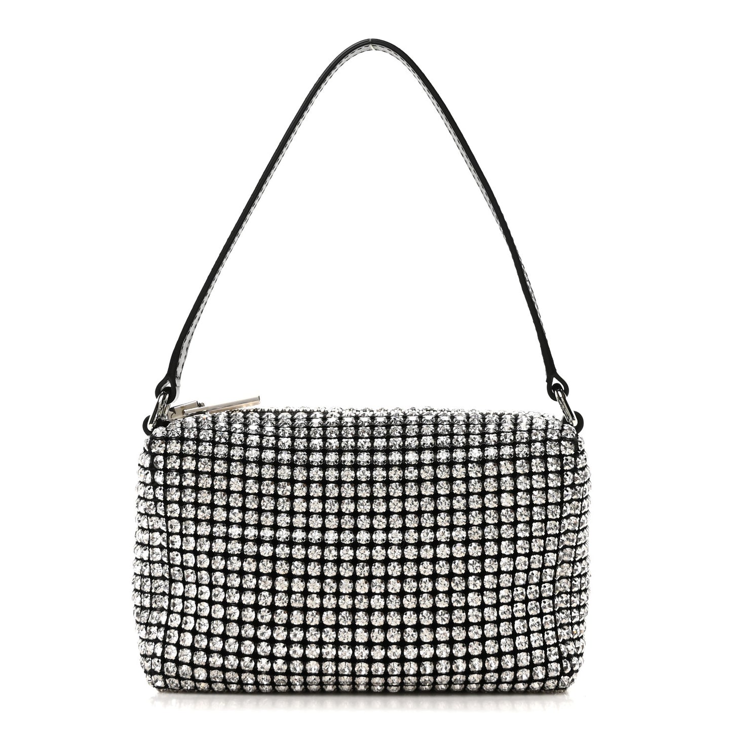 Mesh Crystal Rhinestone Mini Heiress Pouch Silver