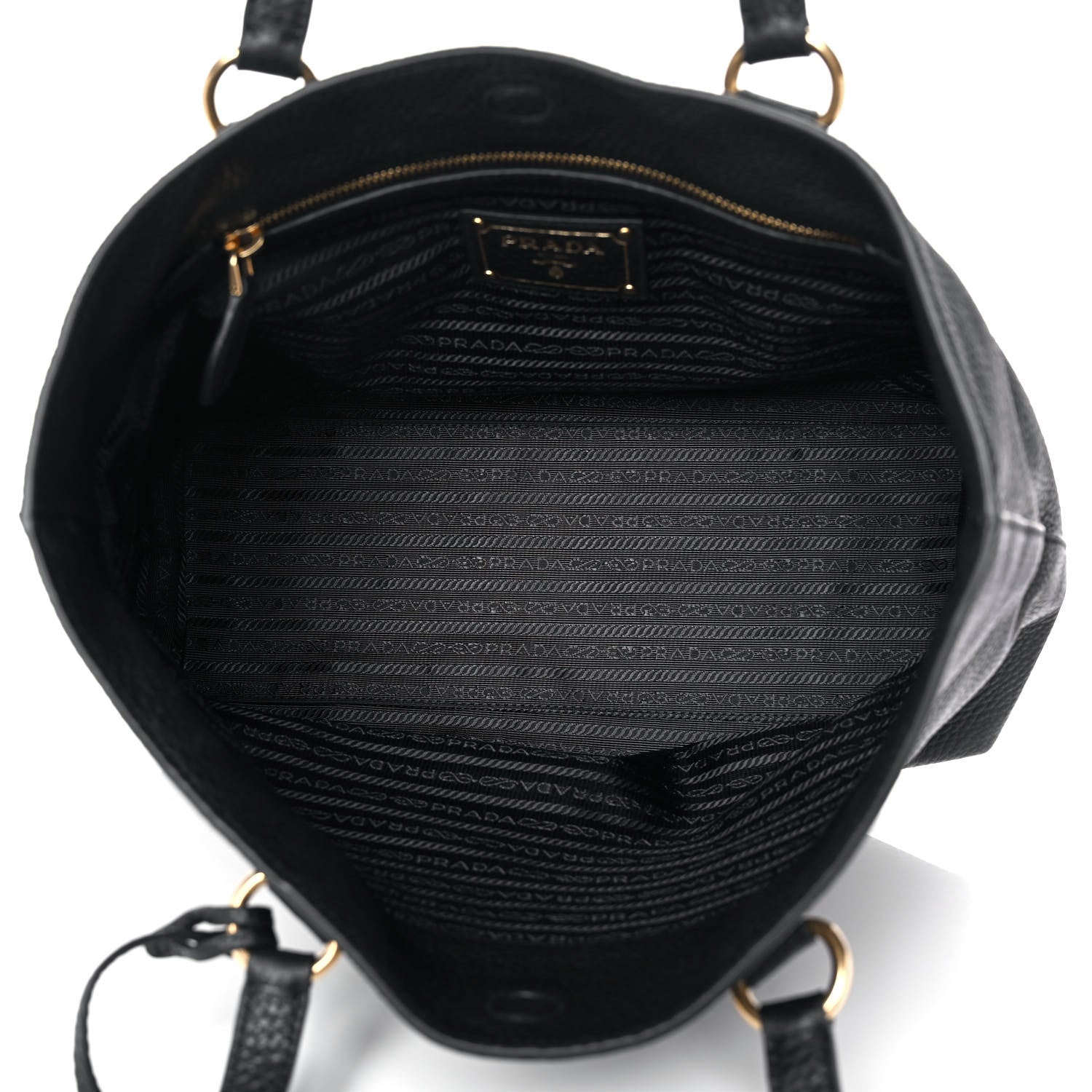 Prada Vitello Daino Embossed Logo Tote Black 5 of 12