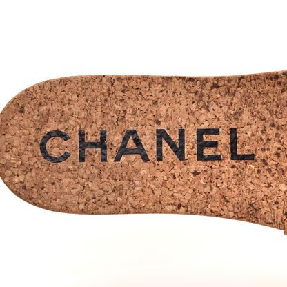 Chanel Suede Cork CC Mule Sandal 39 Beige Black 7 of 8