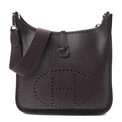 Hermes Taurillon Clemence Evelyne II PM Chocolate 1 of 10