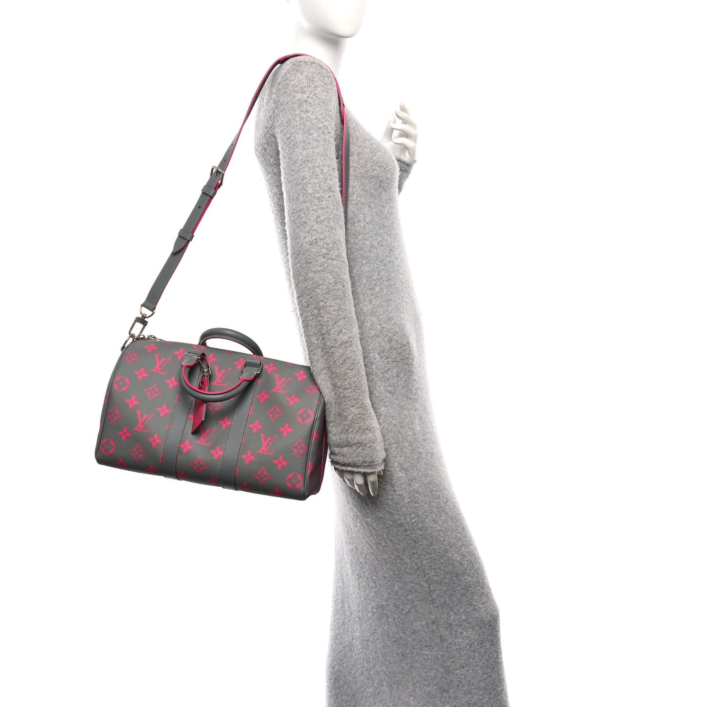 Monogram Surplus Keepall Bandouliere 35 Kahki Green Grey Pink