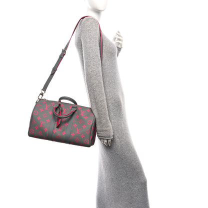 Louis Vuitton Monogram Surplus Keepall Bandouliere 35 Kahki Green Grey Pink 2 of 9