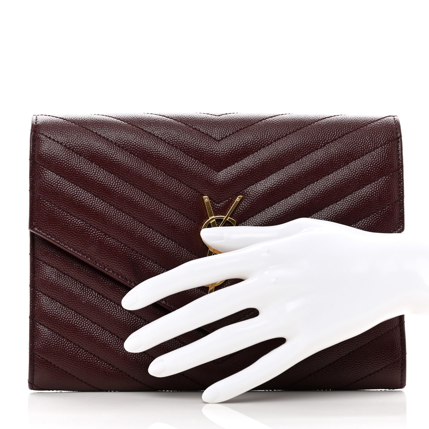 Grain De Poudre Matelasse Chevron Monogram Envelope Clutch Palissandre