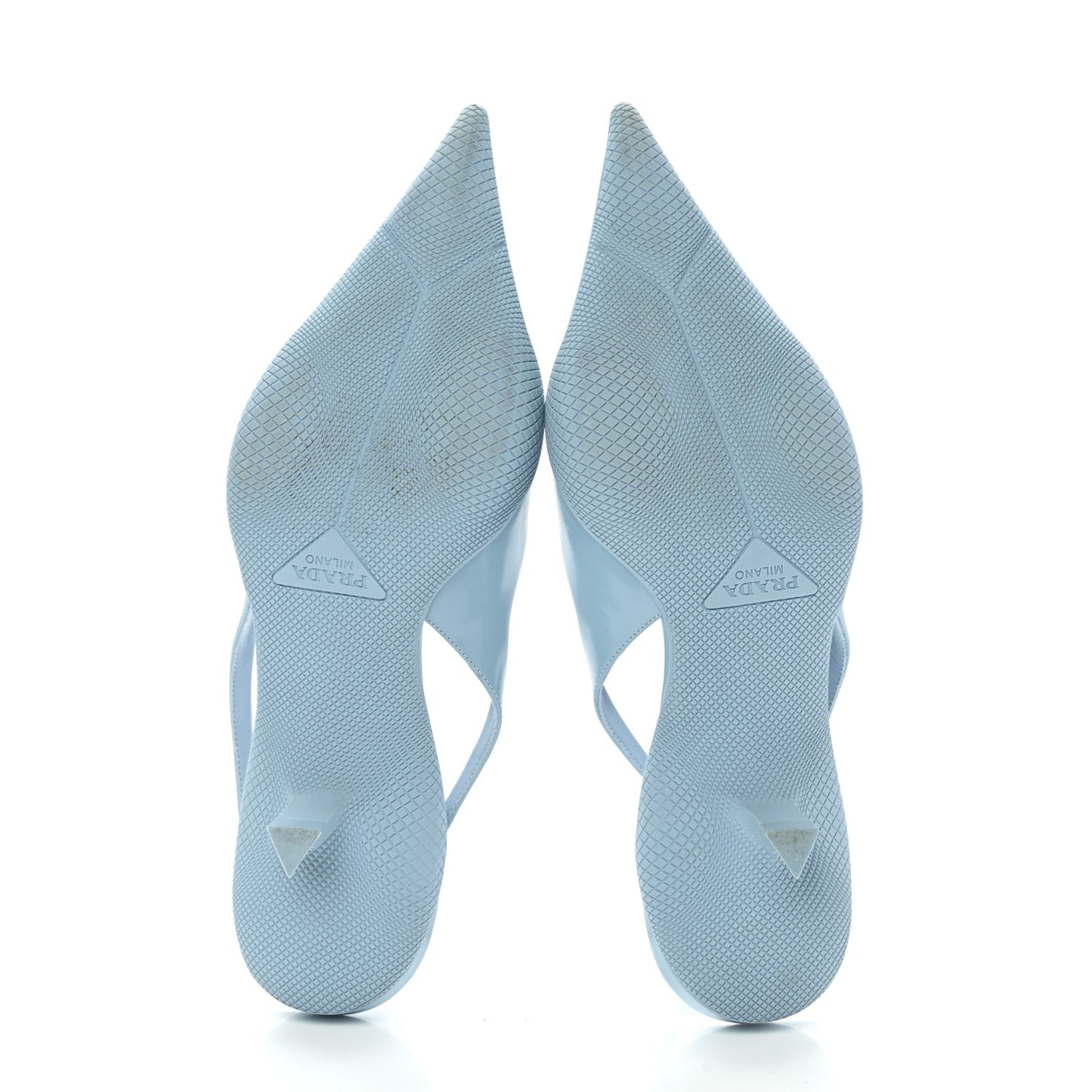 Spazzolato Triangle Logo Pointed Toe 45mm Slingback Pumps 38.5 Cielo