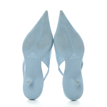 Prada Spazzolato Triangle Logo Pointed Toe 45mm Slingback Pumps 38.5 Cielo 5 of 9