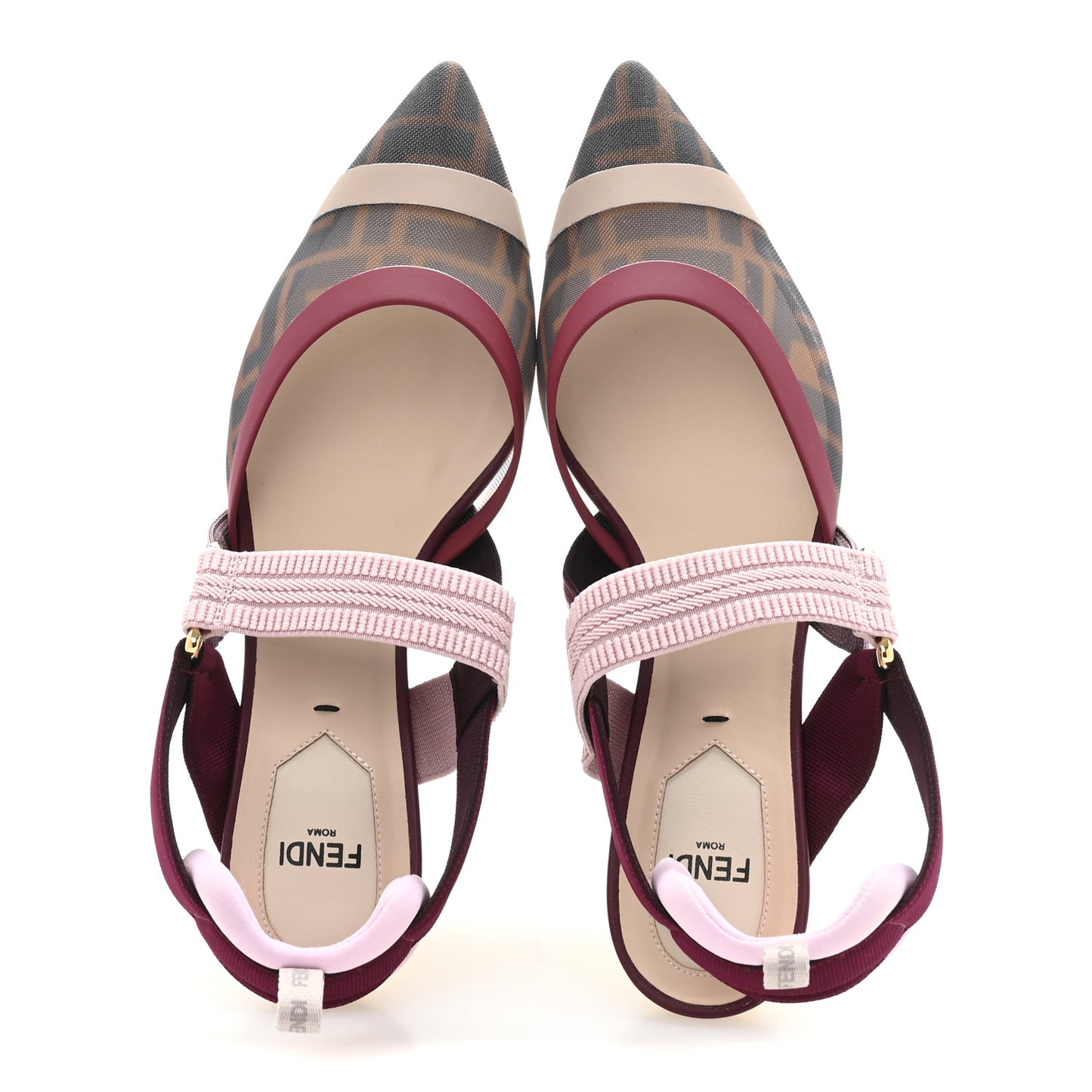 Technical Mesh FF Colibri 55mm Slingback Pumps 37 Tobacco Moro Black Anemone