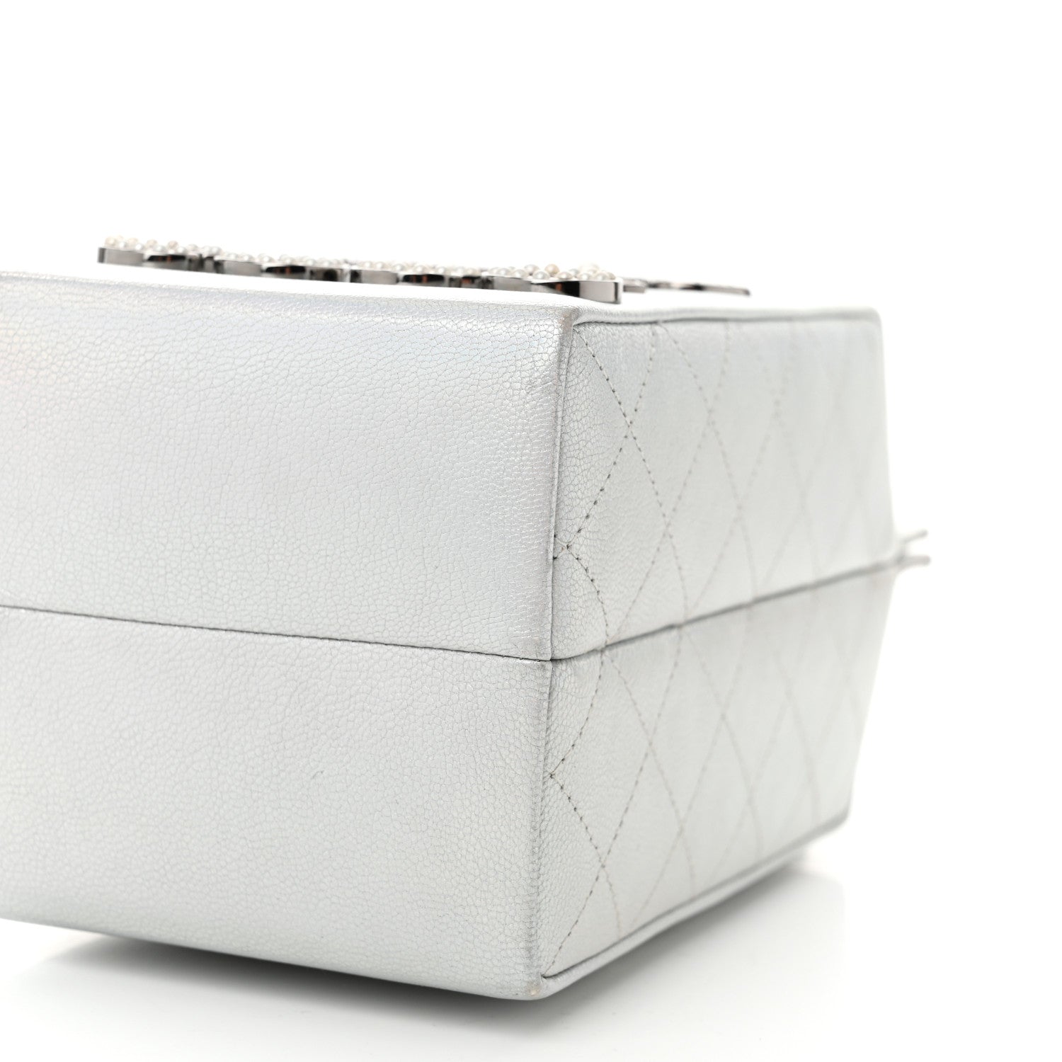 Chanel Metallic Goatskin Lait de Coco Milk Carton Bag Silver 10 of 10