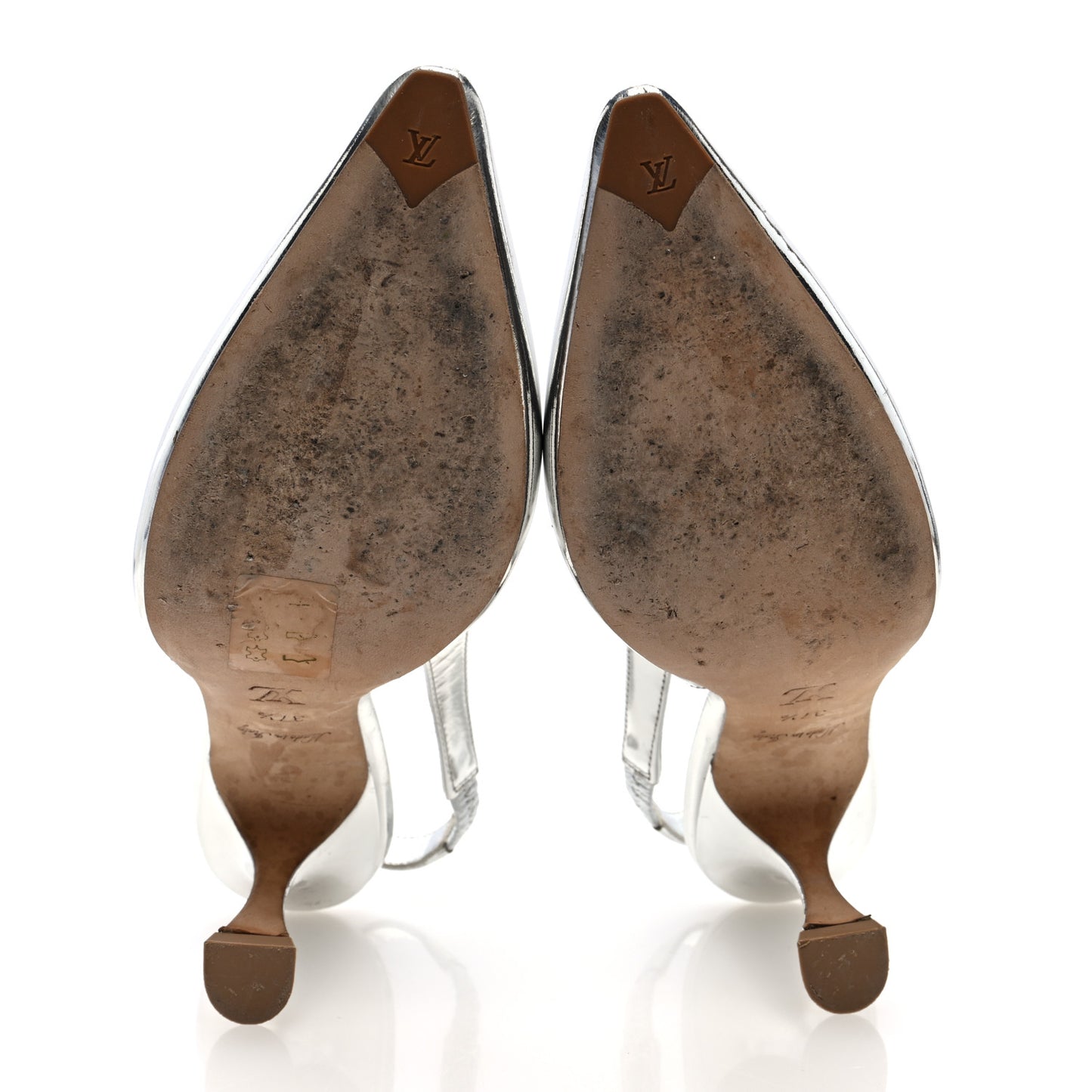 Metallic Calfskin Sparkle Slingback Pumps 37.5 Silver