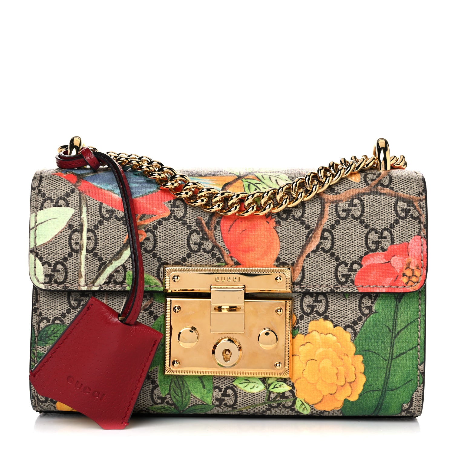 Gucci GG Supreme Monogram Tian Small Padlock Shoulder Bag Beige Multicolor New Acero 1 of 13