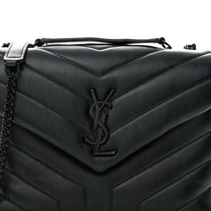 Saint Laurent Calfskin Y Quilted Monogram Monochrome Small Loulou Chain Satchel Black 8 of 10