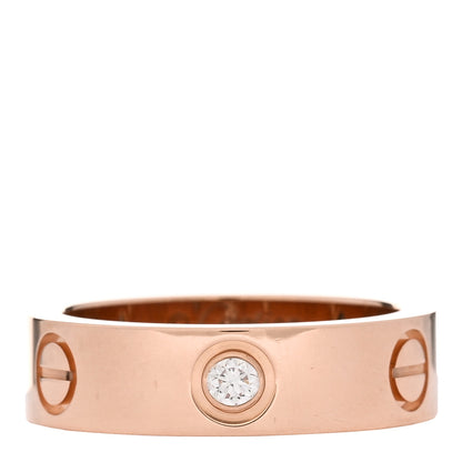 Cartier 18K Pink Gold 3 Diamond 5.5mm LOVE Ring 54 6.75 1 of 5