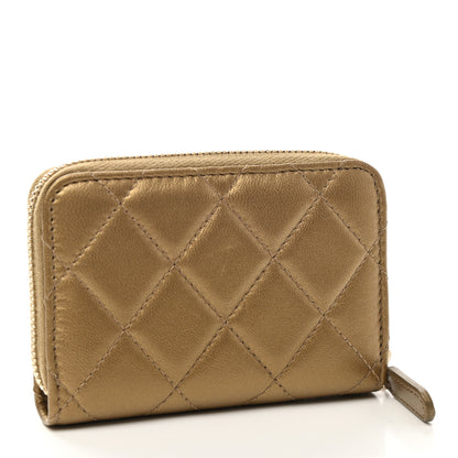 Chanel Metallic Lambskin Egyptian Amulet Zip Coin Purse Gold 3 of 7
