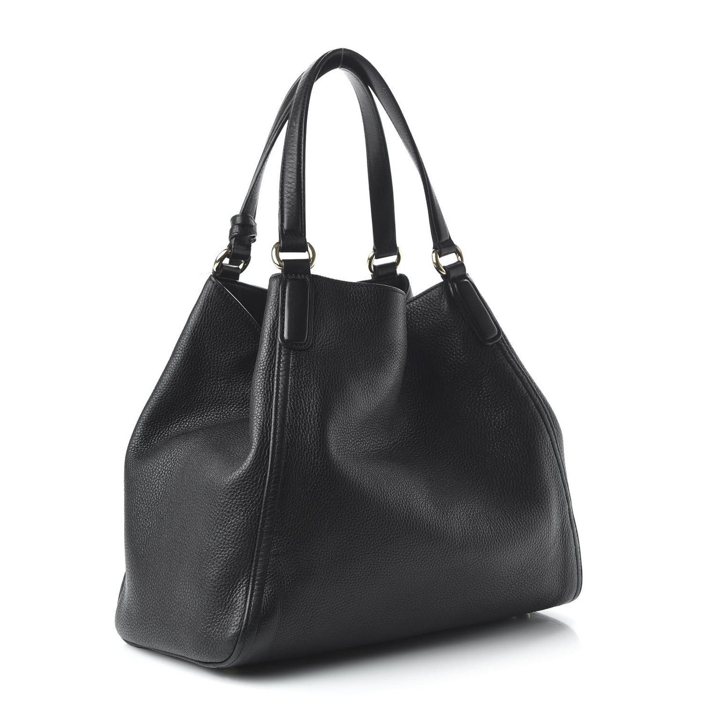 Pebbled Calfskin Medium Soho Shoulder Bag Black