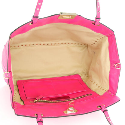 Valentino Garavani Vitello Medium Rockstud Tote Pop Fuxia 5 of 7